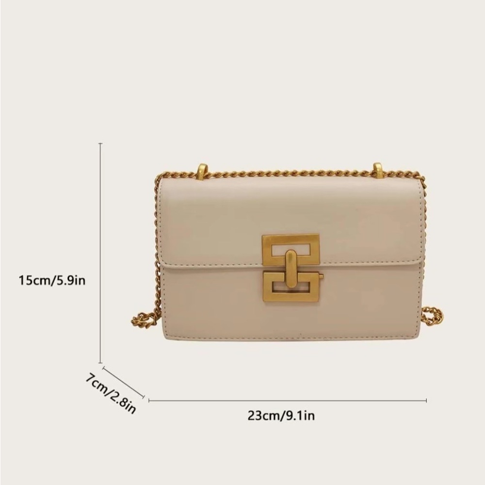 Elegant Cream Chain Shoulder Bag